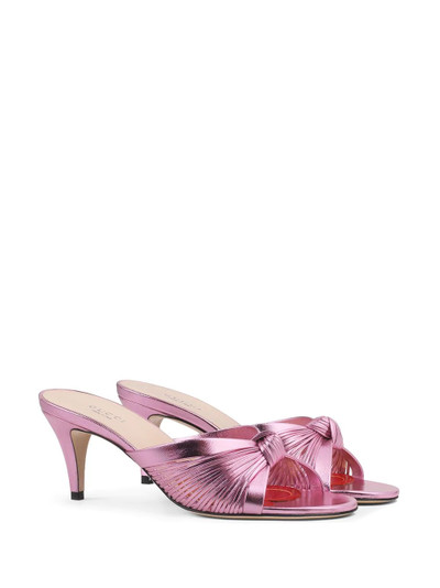 GUCCI knot detail metallic sandals outlook