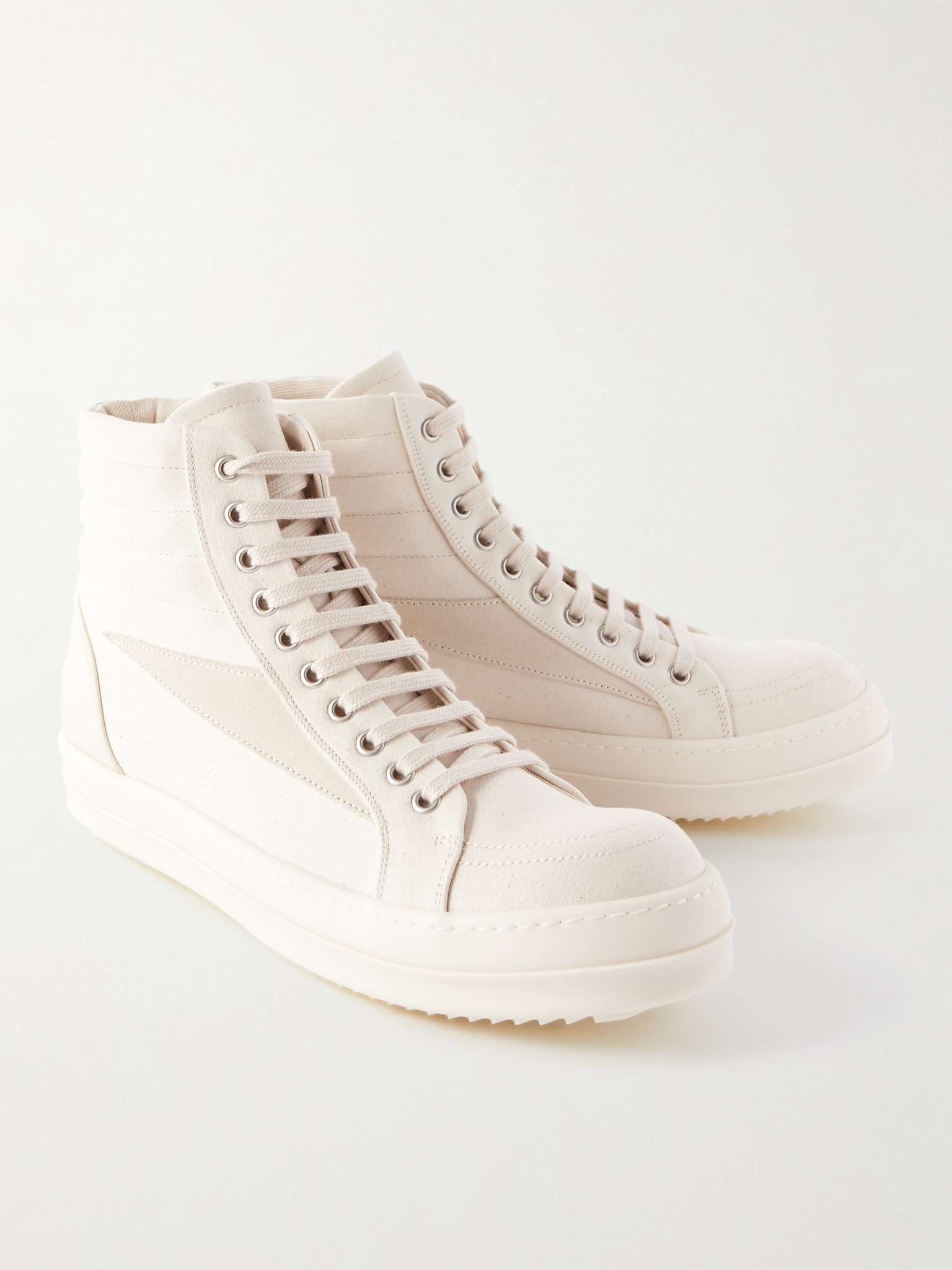 Vintage Suede-Trimmed Canvas High-Top Sneakers - 4