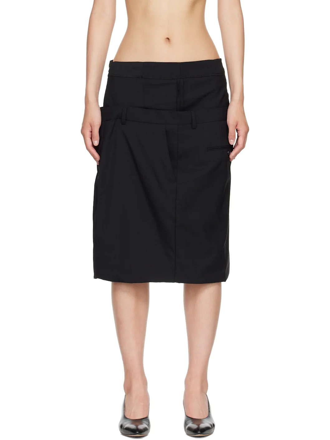 Black ISO Layered Midi Skirt - 1