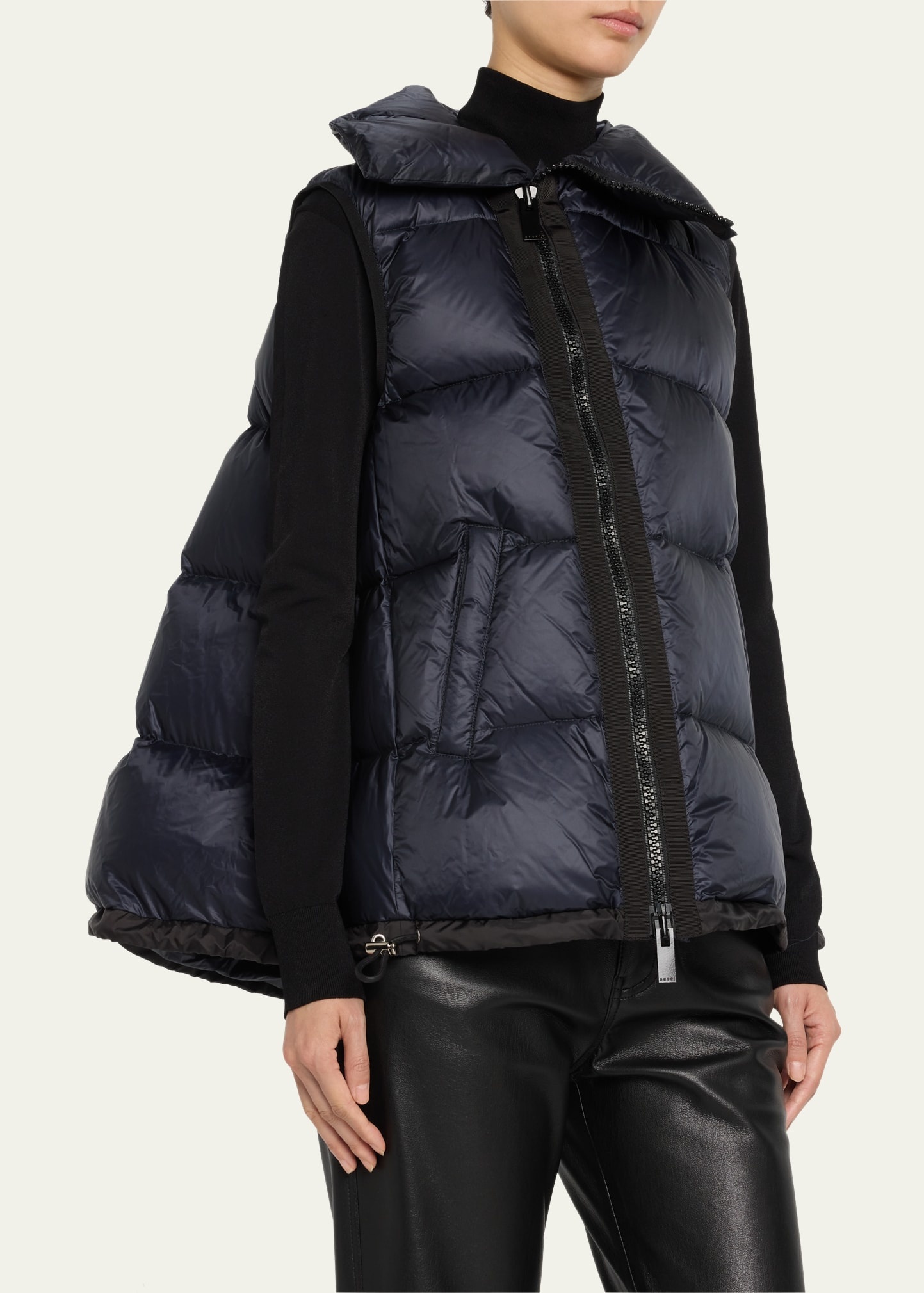 Asymmetric Zipper Puffer Vest - 4