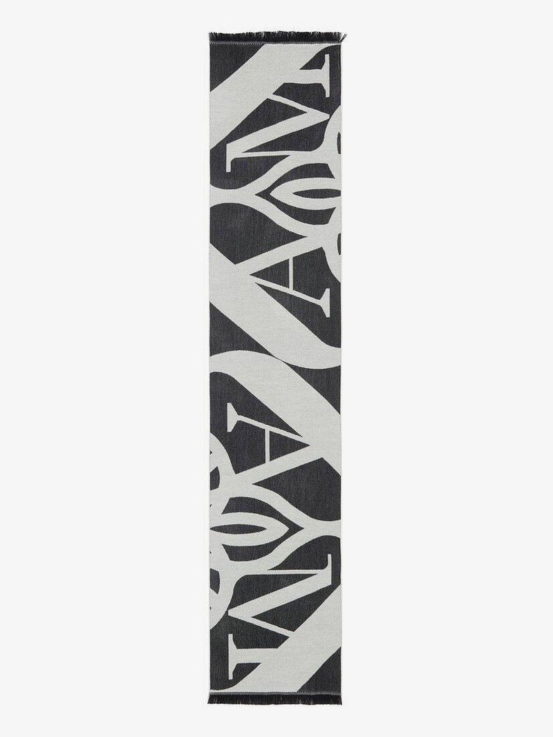 Men's Exploded Seal Logo Scarf in Ivory/black 1