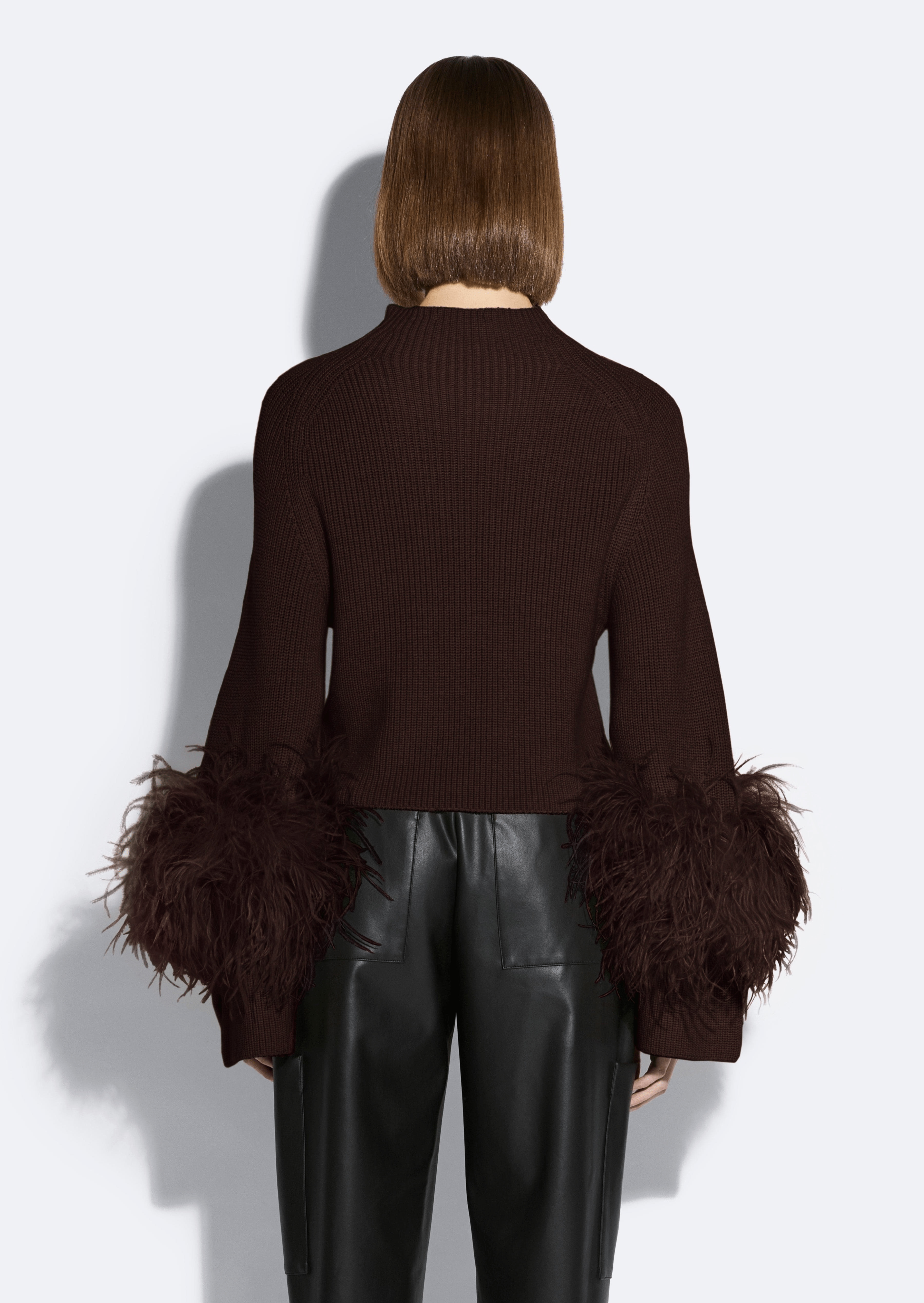Merino Mock Neck Sweater With Feathers - 3