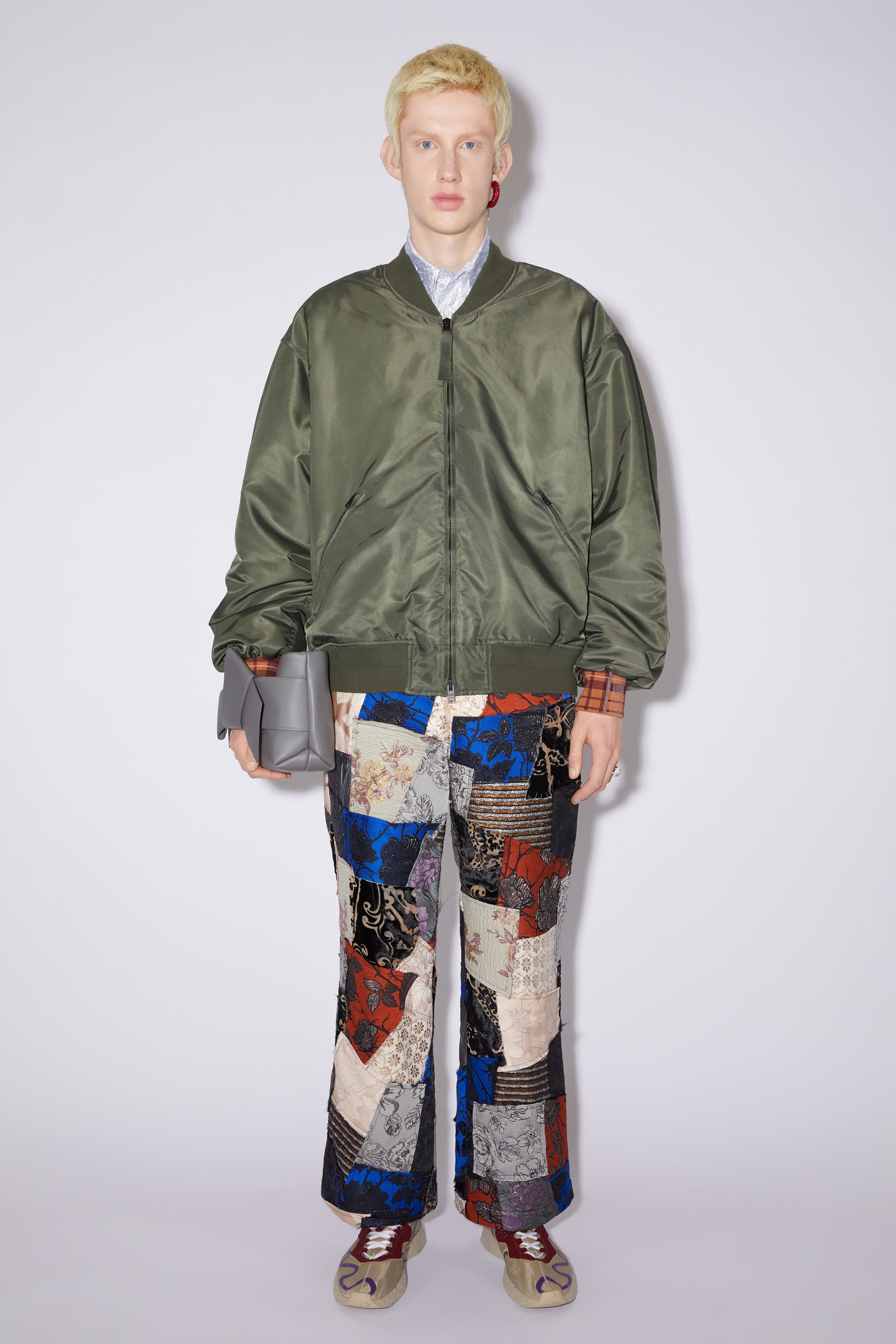 Satin bomber jacket - Olive green - 2