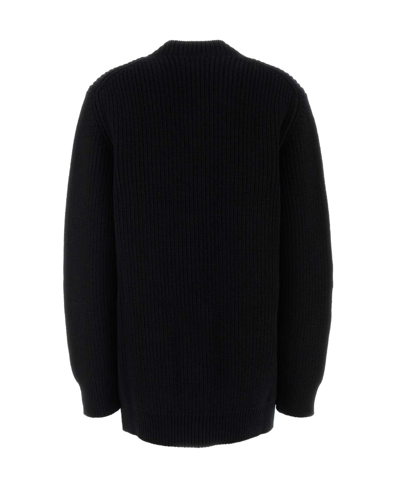 Black Wool Oversize Cardigan - 2