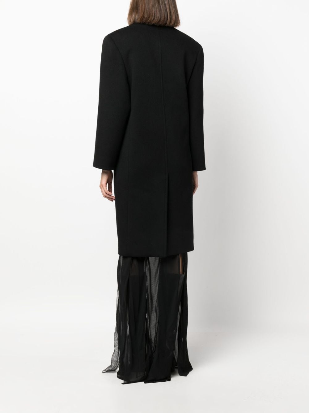 shoulder-pad double-breasted coat - 4