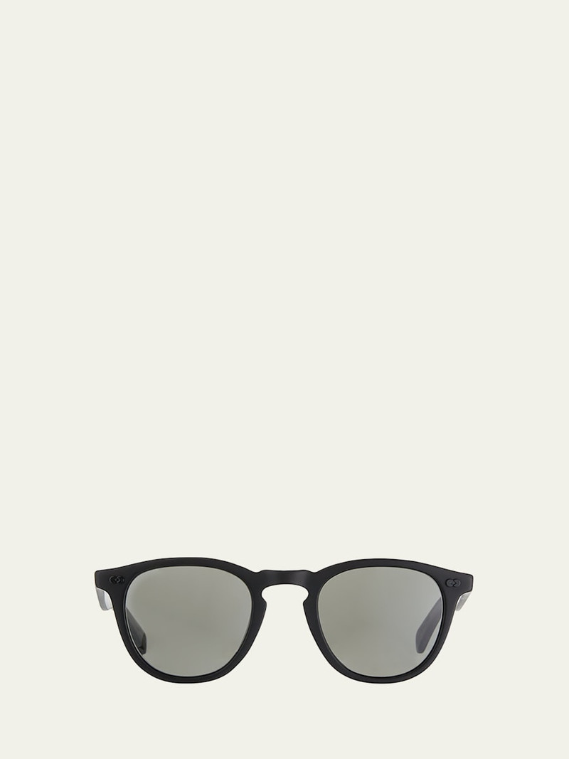 Garrett Leight Men's Hampton X Round Acetate Sunglasses, Black outlook