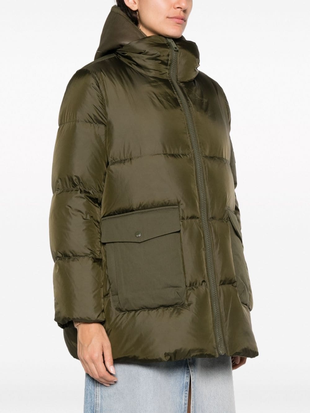 shearling-hood down jacket - 3