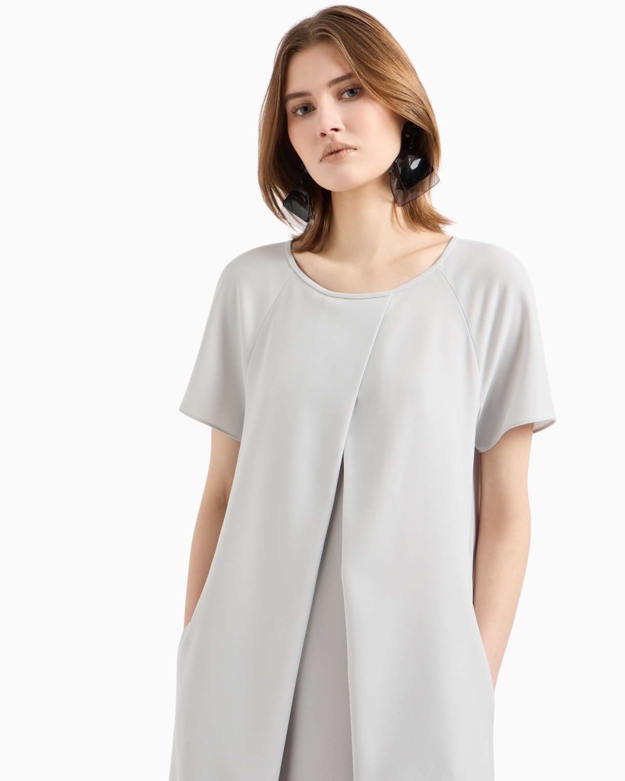TECHNO CADY FLARED DRESS WITH OVERSIZED GODET PLEAT - 5