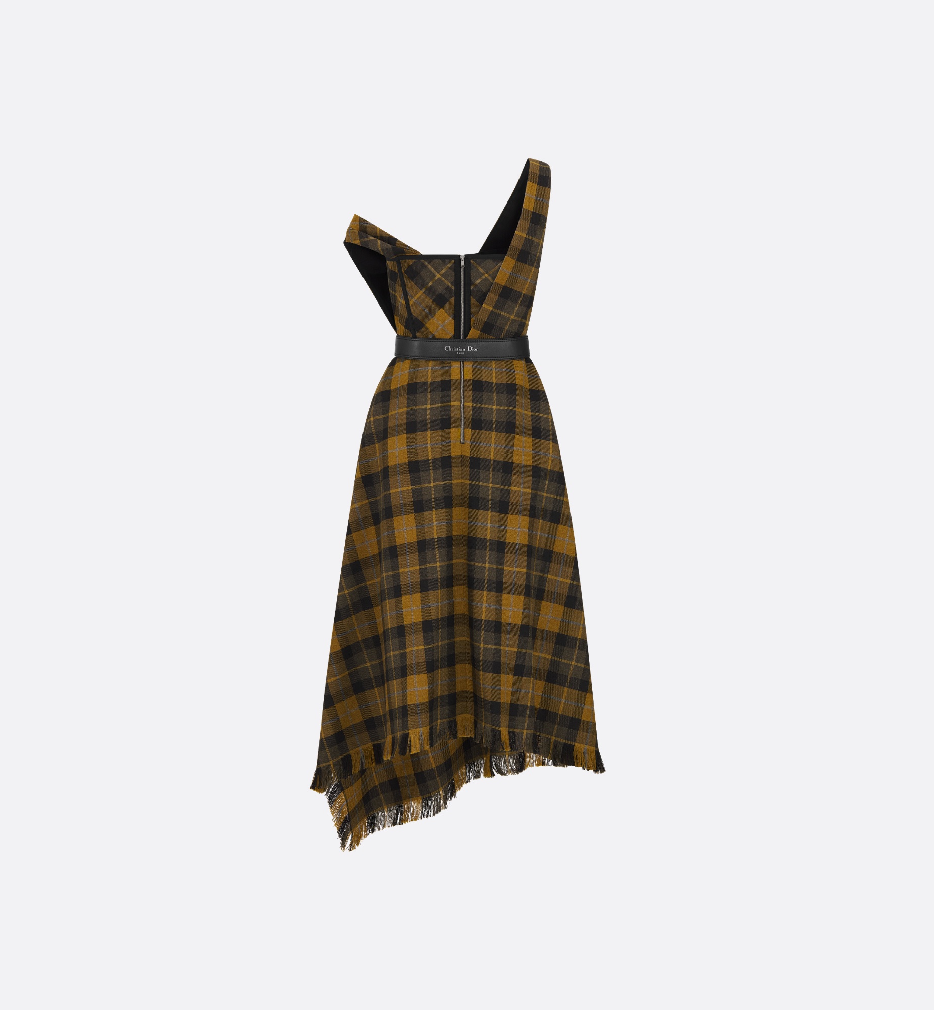 Mid-Length Draped Dress with Belt - 2