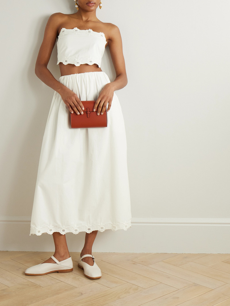 POSSE Antoinette Scalloped Embroidered Cotton-voile Midi Skirt outlook