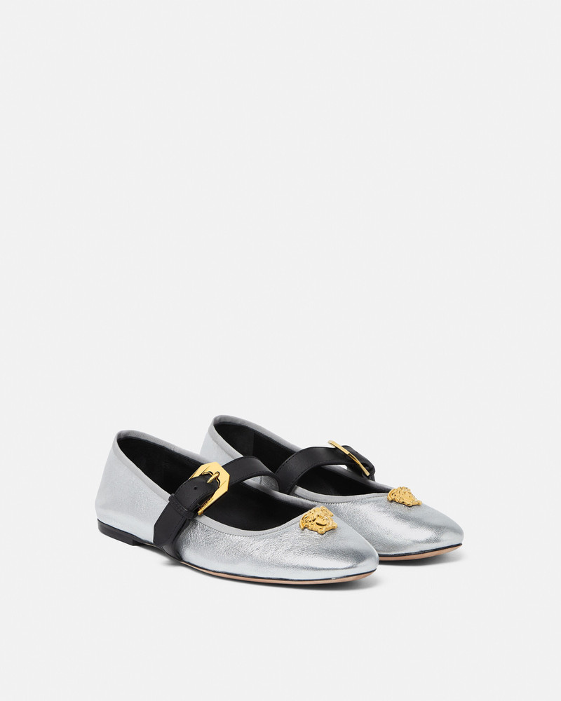 VERSACE La Medusa Metallic Ballerinas outlook