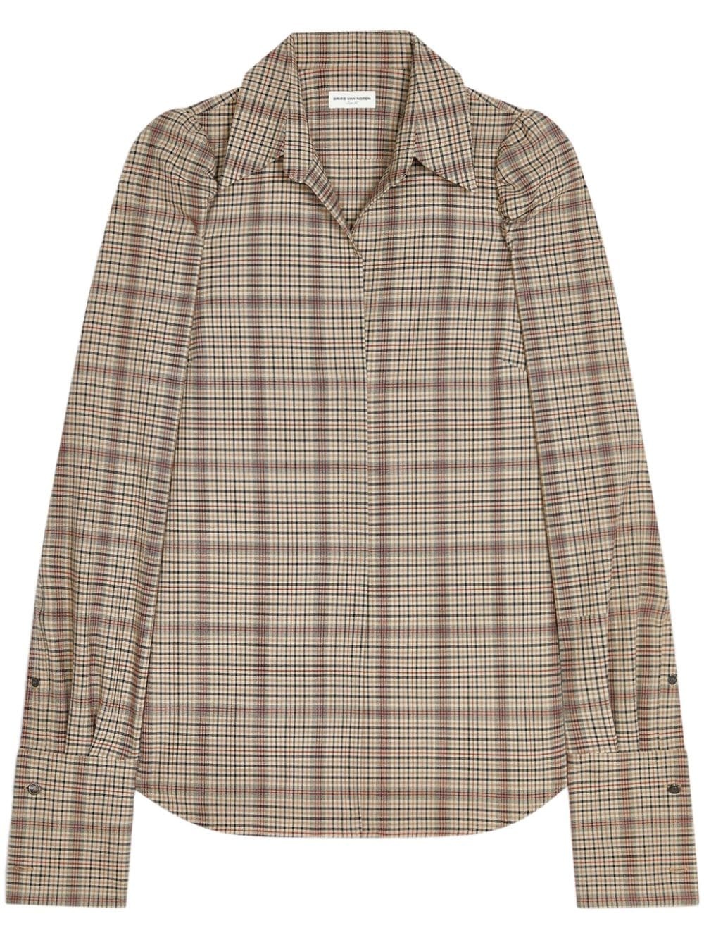 cuffed checked shirt - 1