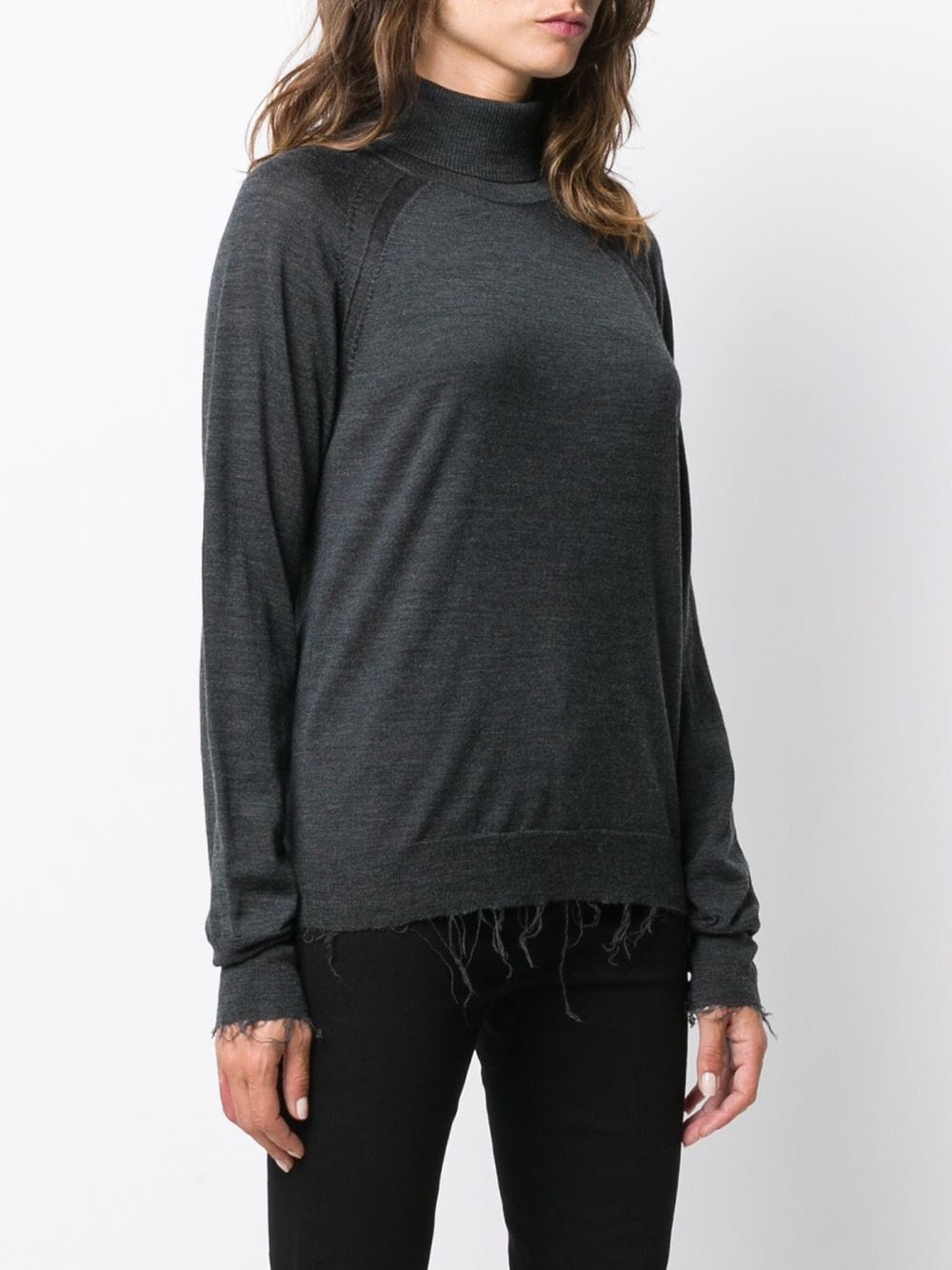 frayed hem roll neck jumper - 3