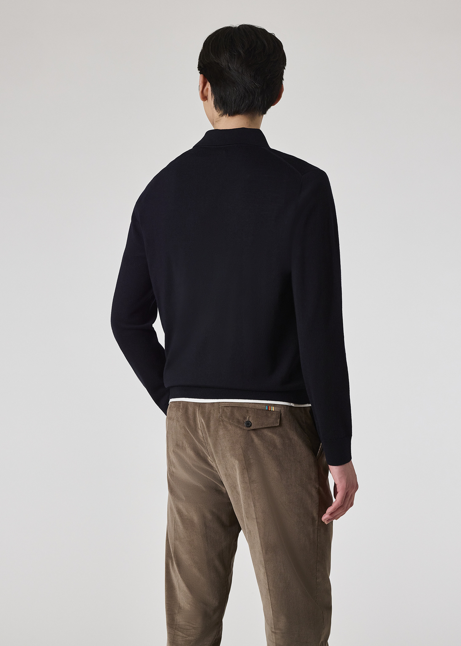 Dark Navy 'Signature Stripe' Zip Trim Long-Sleeve Polo Shirt - 5