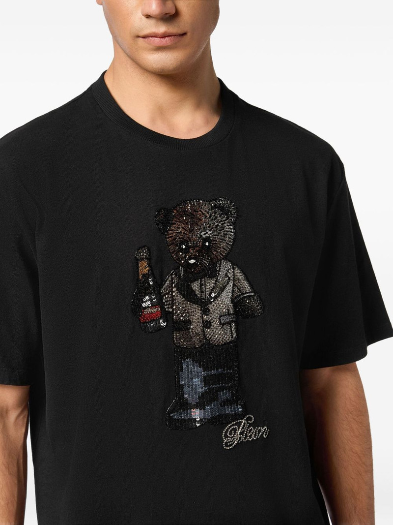 teddy bear-motif crystal-embellished T-shirt 4