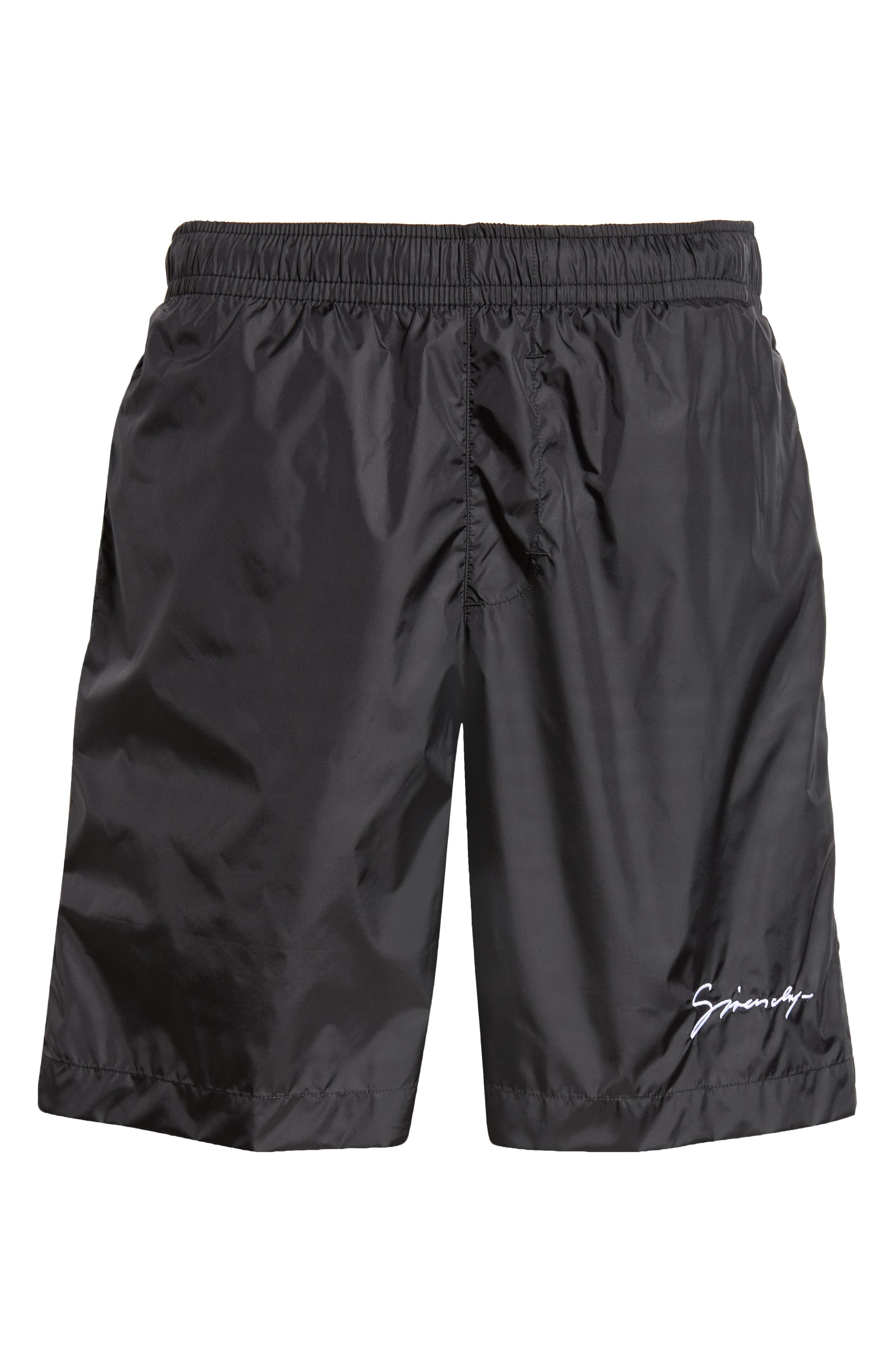 Givenchy Logo Embroidered Swim Trunks in Black/White at Nordstrom - 6