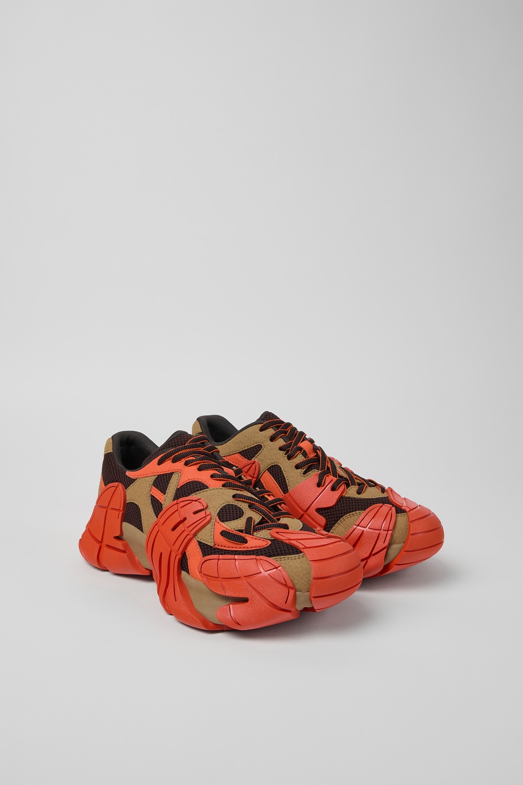 Orange and Brown Textile Sneakers - 2