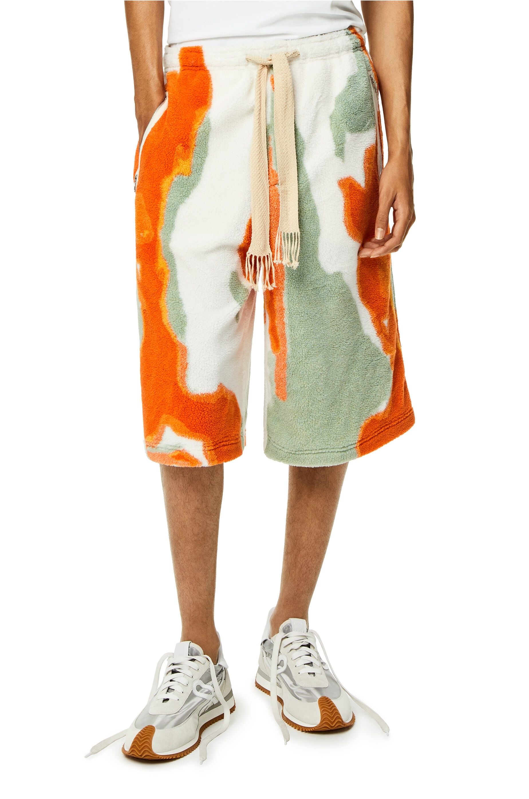 Silicone melange fleece shorts in polyester - 3