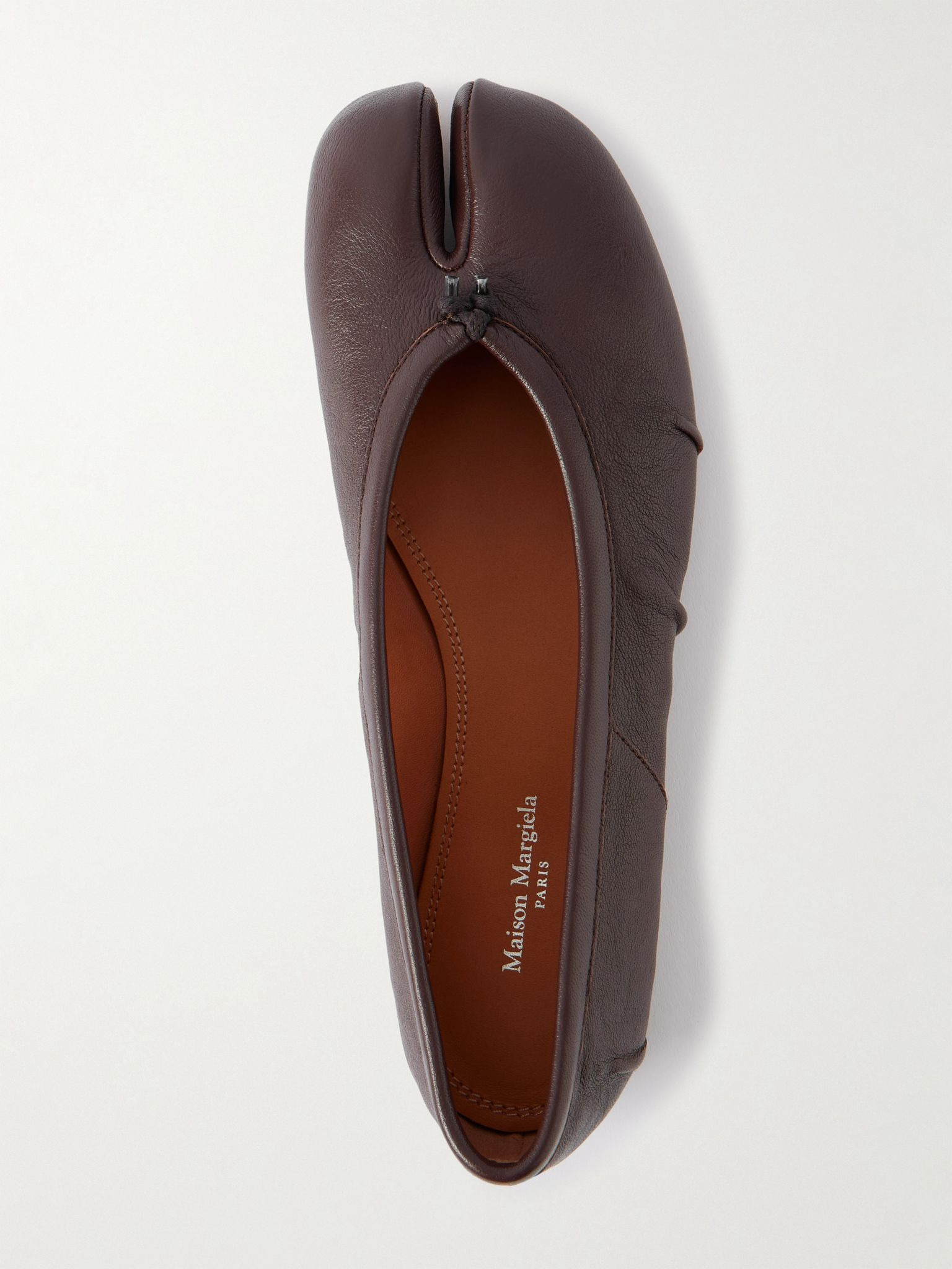 Tabi split-toe leather ballet flats Brown - 5