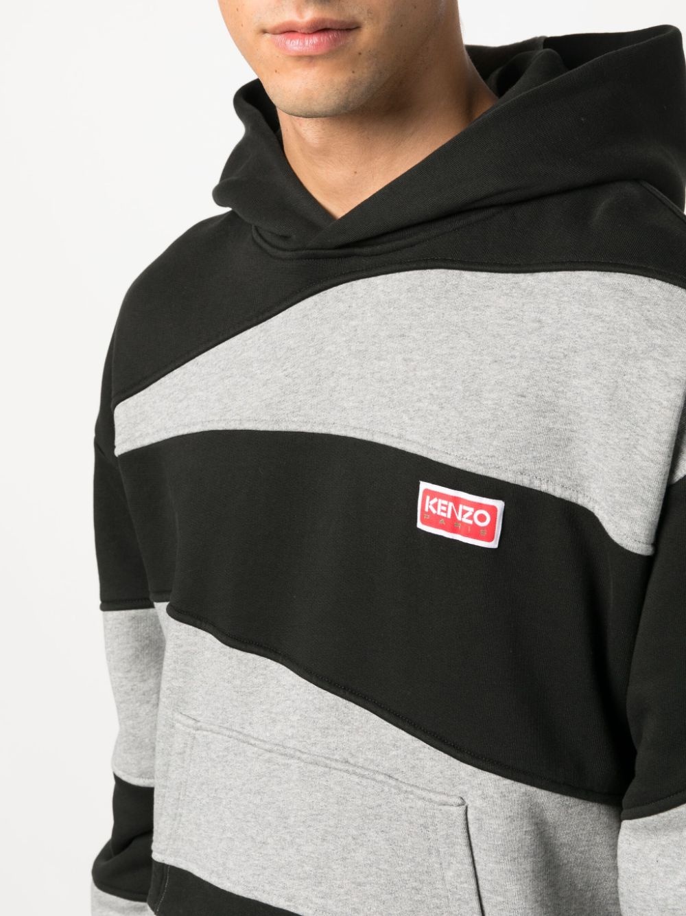panelled cotton hoodie - 5