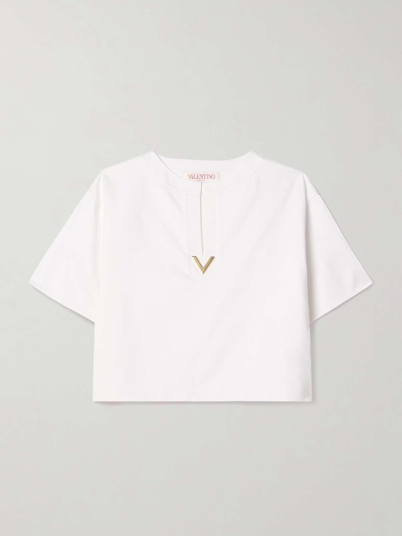 Embellished cropped cotton-jersey T-shirt - 1