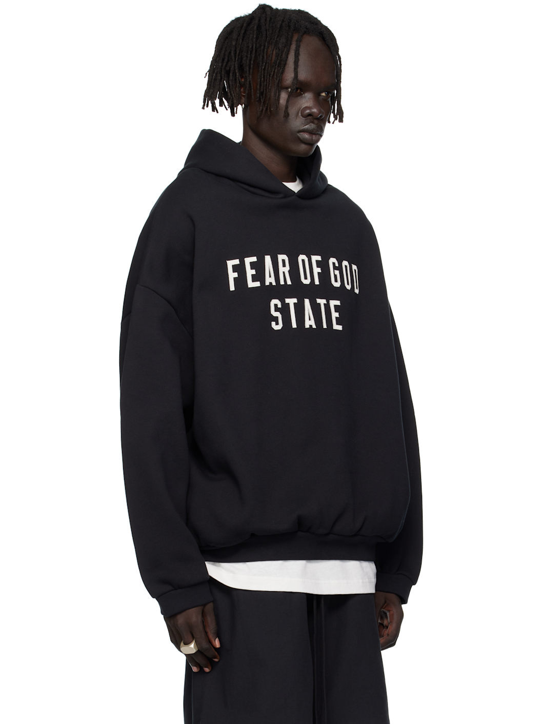 Black 90s Fit Fleece Hoodie - 2