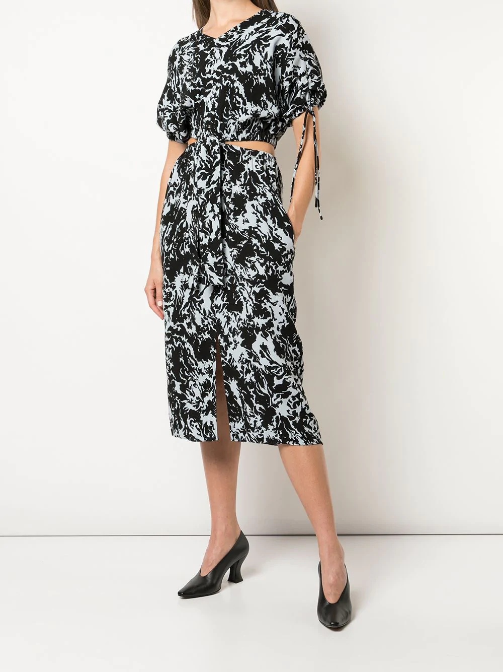 Shadow print cut-out midi dress - 2