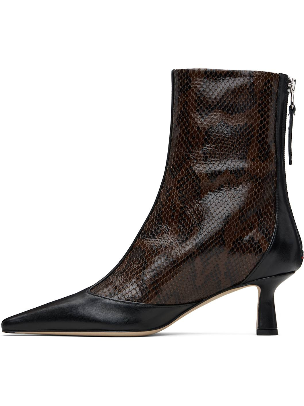 Brown & Black Sila Dual-Toned Boots - 3