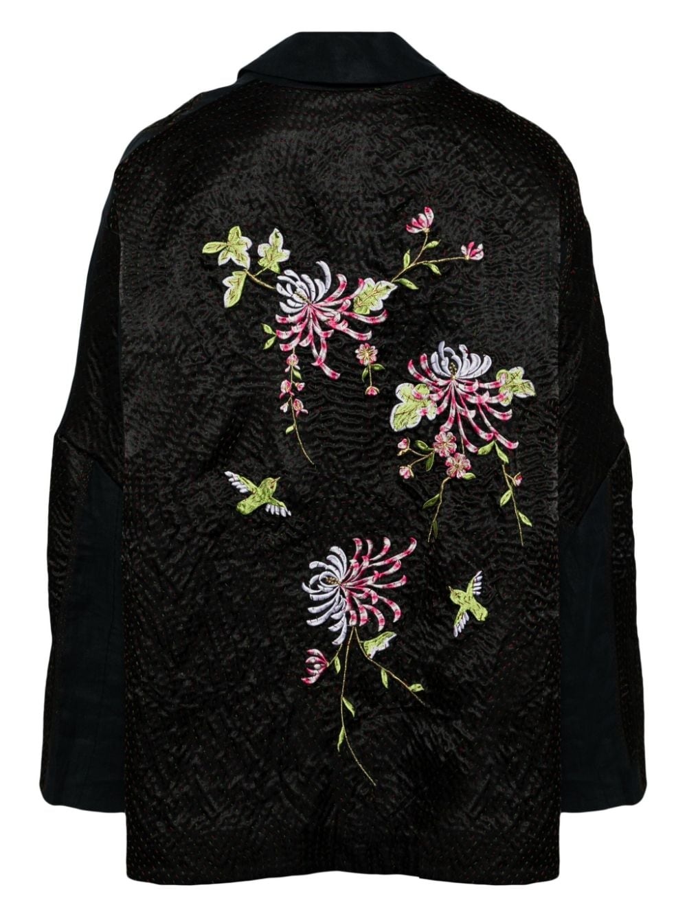 embroidered single-breasted coat - 2