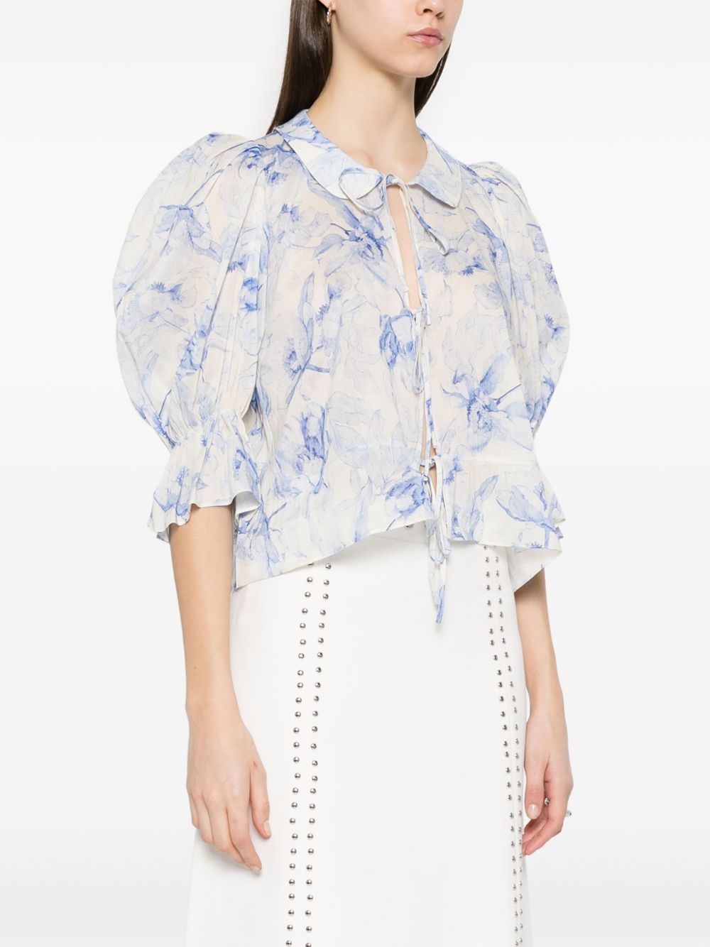 floral-print plouse - 3