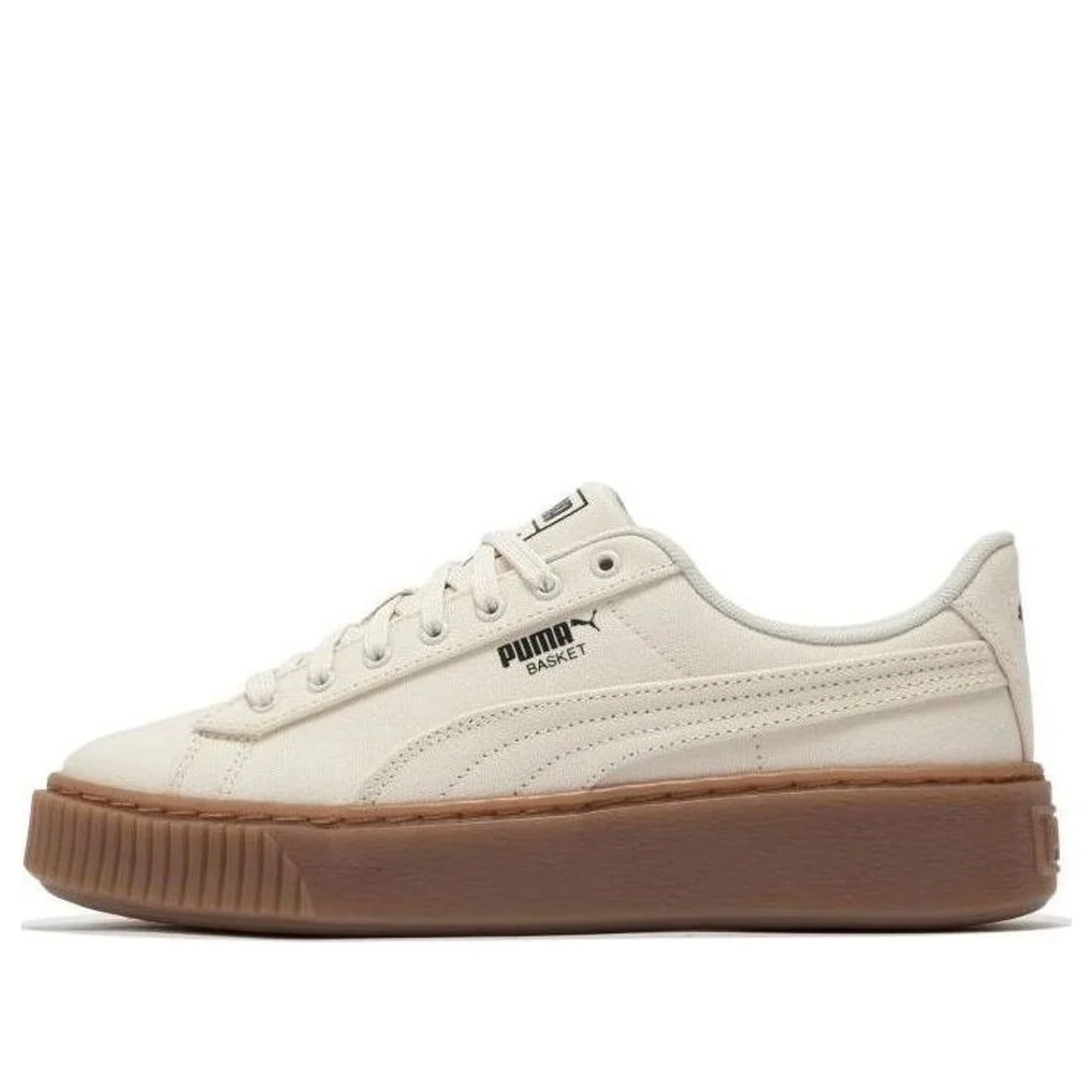 (WMNS) PUMA Basket Platform Canvas 'Beige' 399251-02 - 1