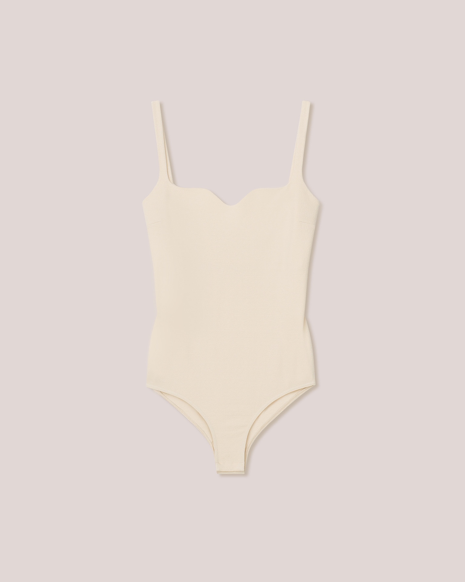 LILOU - Double jersey sweetheart neck bodysuit - Creme - 1