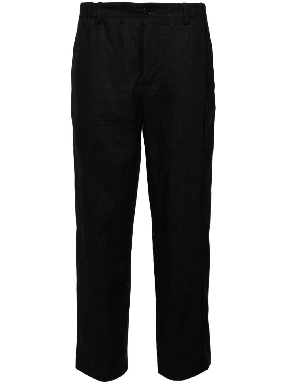 linen straight-leg trousers - 1