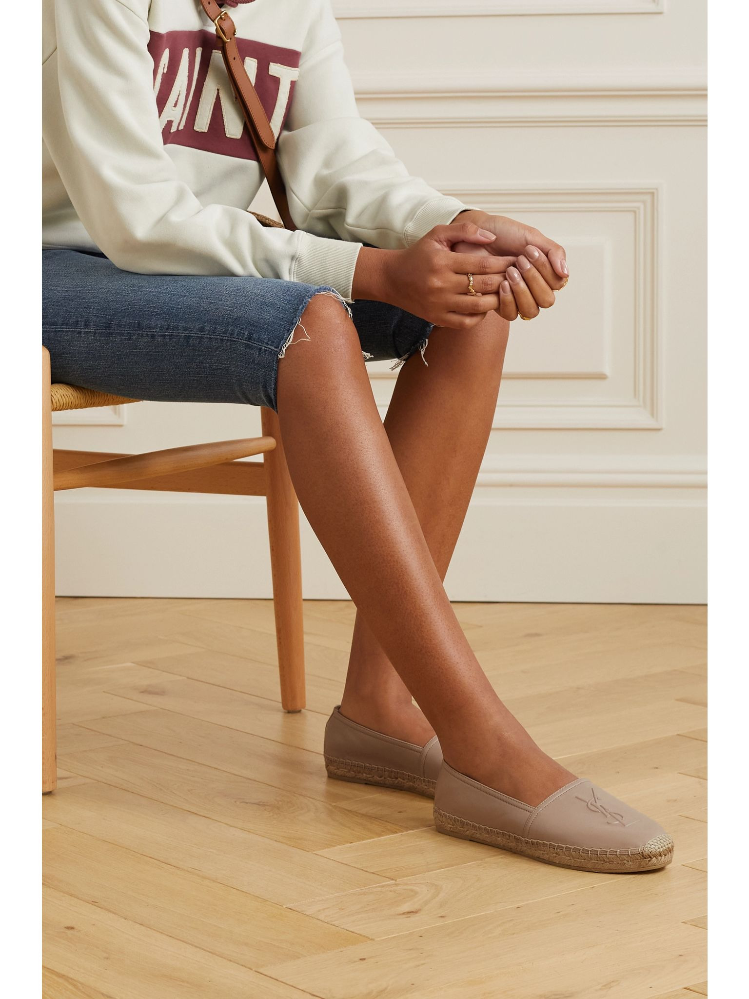 Cassandre logo-embossed leather espadrilles Neutral - 2