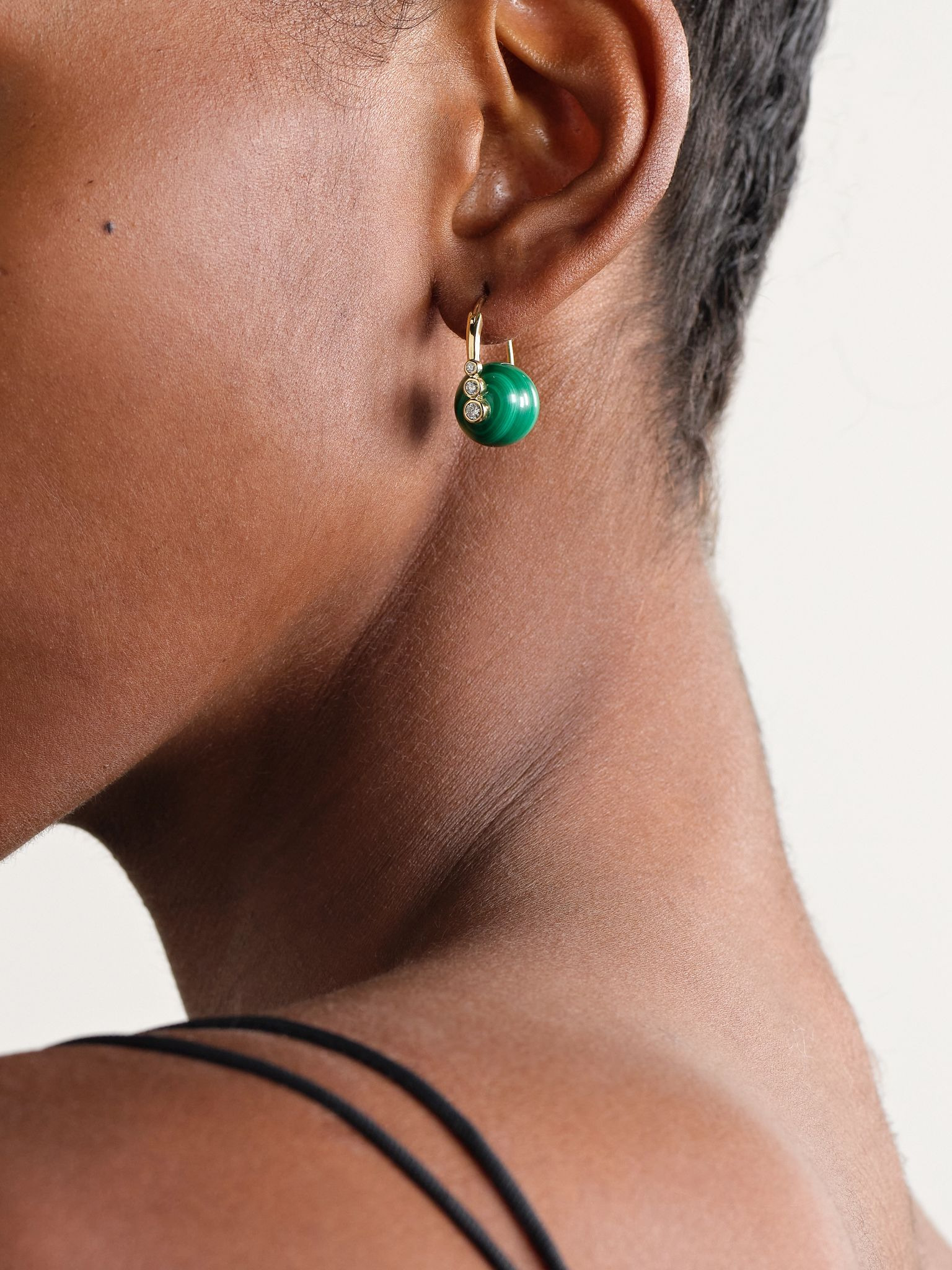 14-karat gold, malachite and diamond earrings Green - 2