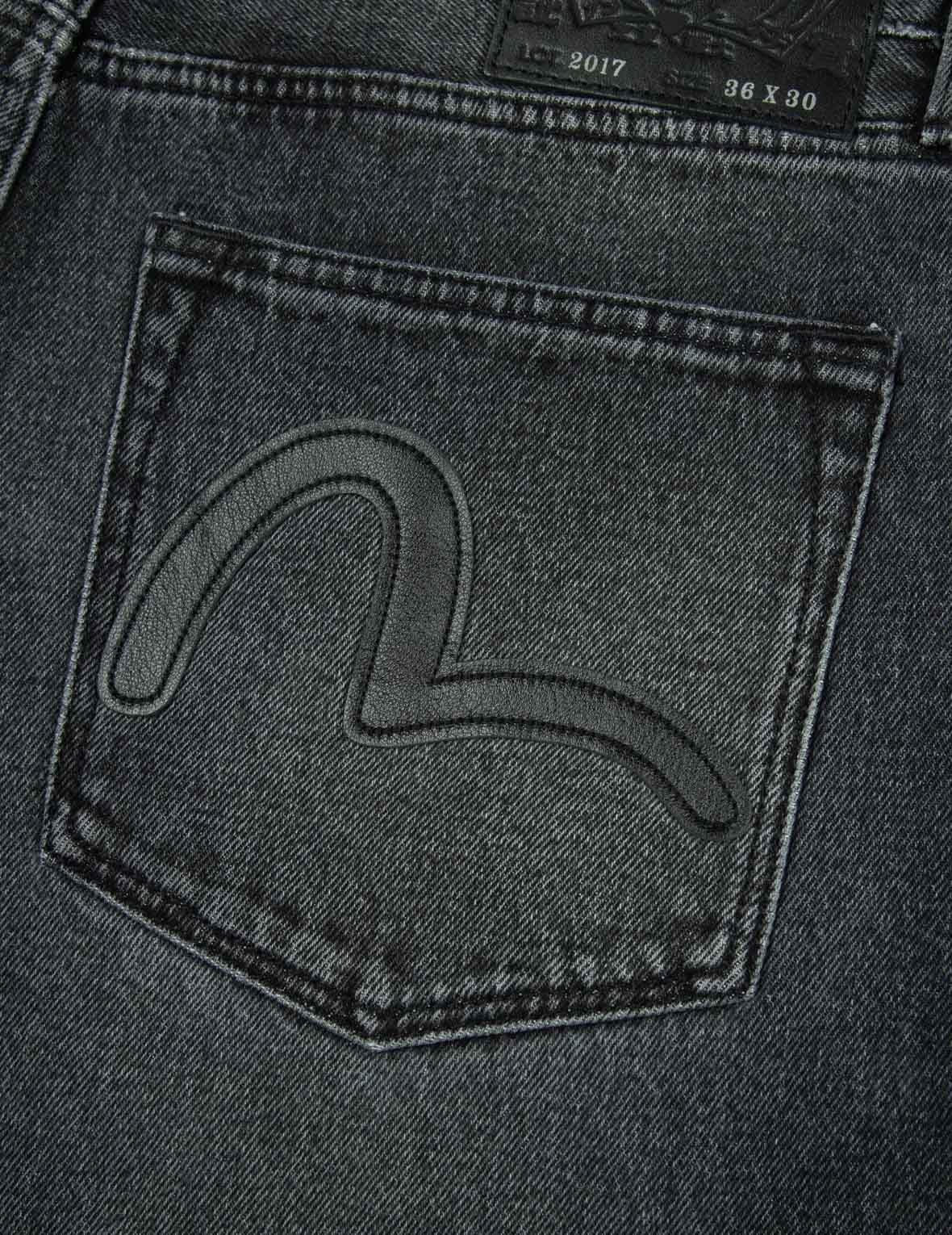 LEATHER INLAY AND SEAGULL POCKETS BAGGY FIT JEANS - 13