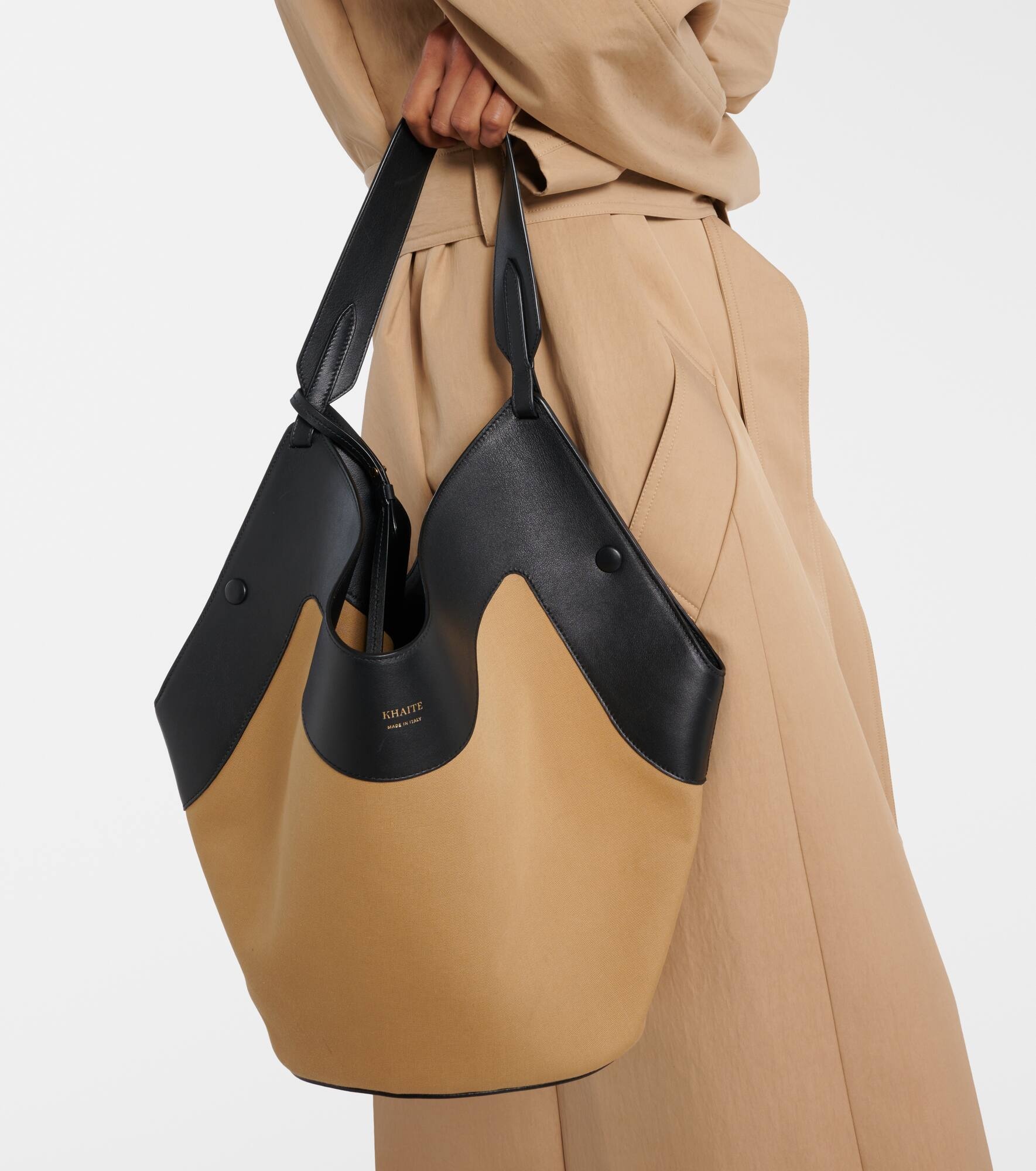 Lotus Medium canvas and leather tote bag - 2