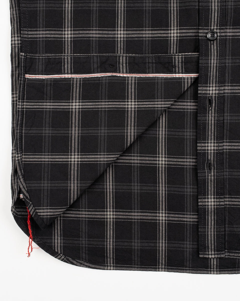 5OZ SELVEDGE SHORT SLEEVED MADRAS CHECK WORK SHIRT - BLACK - 9