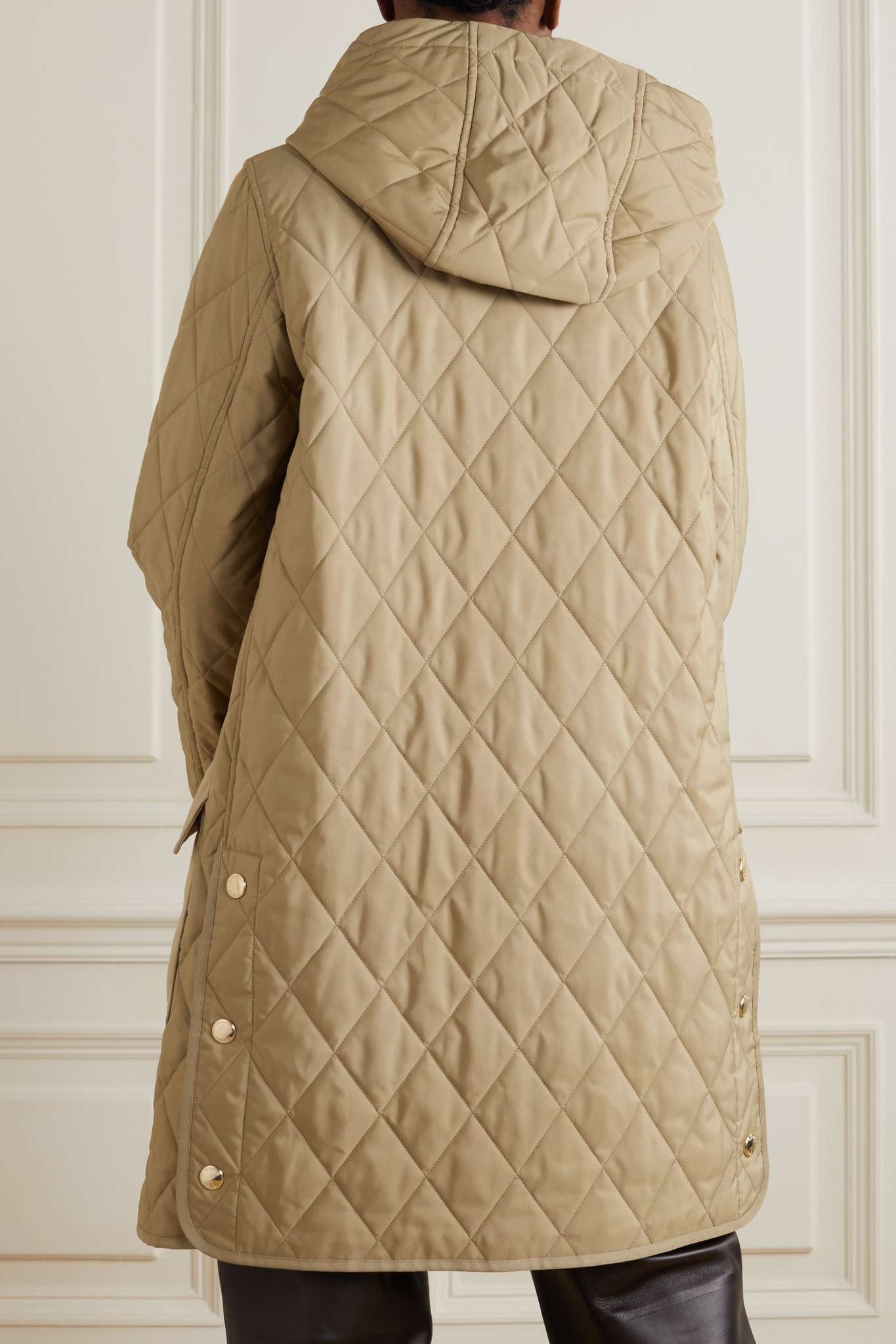 Quilted shell and gabardine hooded coat - 4