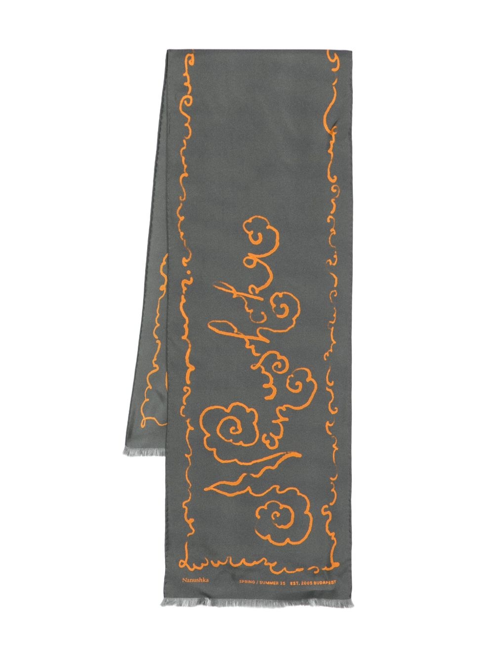 fringed silk scarf - 1