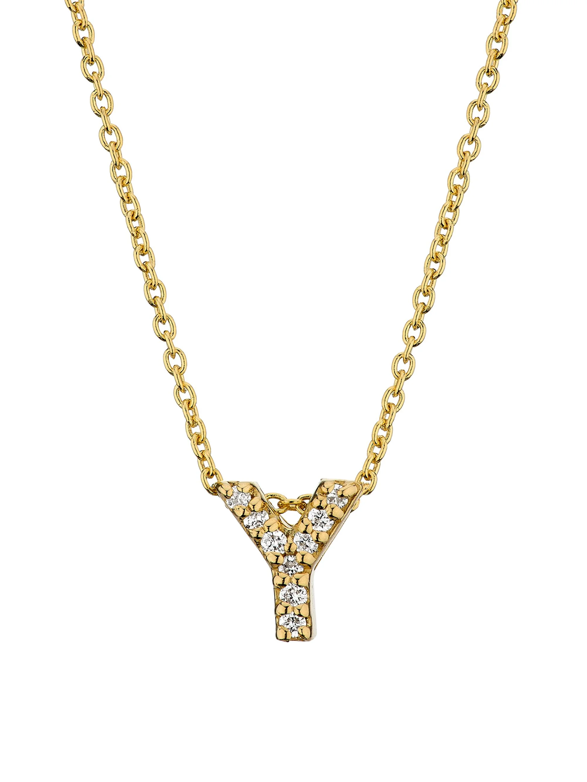 Women's Tiny Treasures Diamond & 18K Yellow Gold Initial Necklace - Initial Y - 1