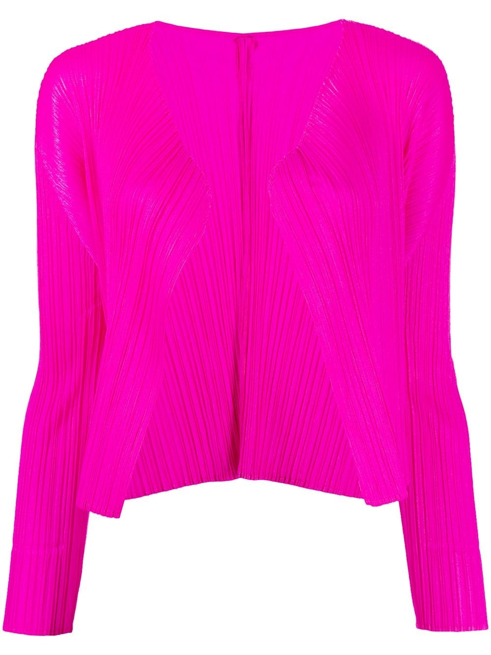 pleated open-front cardigan - 1