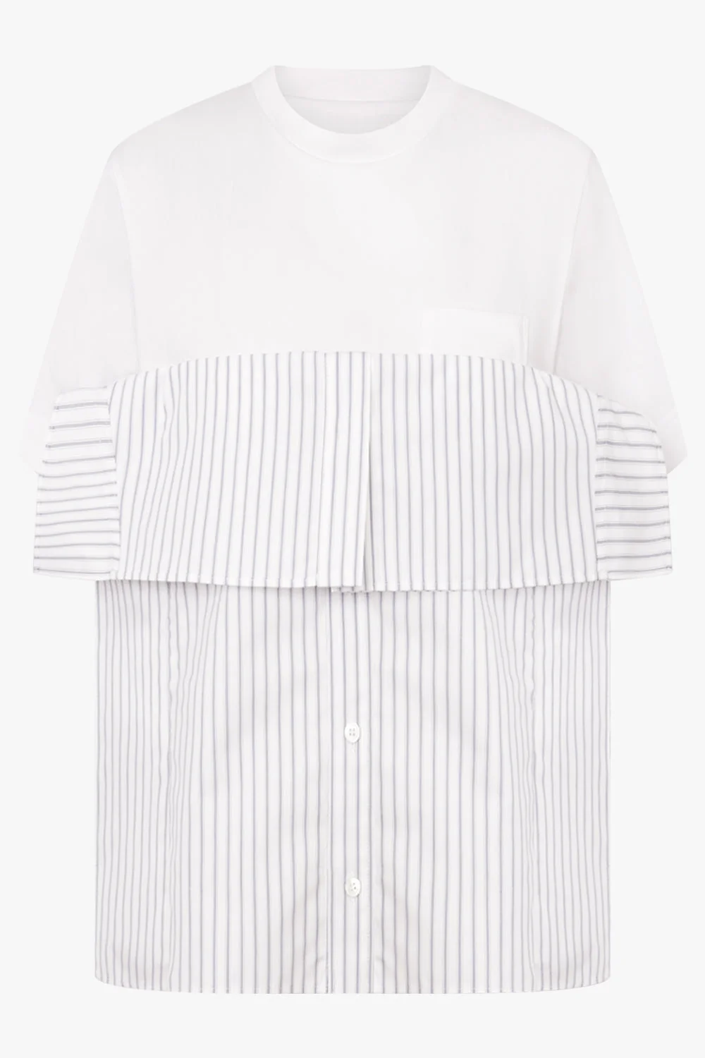 T-SHIRT X STRIPE SHIRT PANEL | WHITE/BLACK - 1