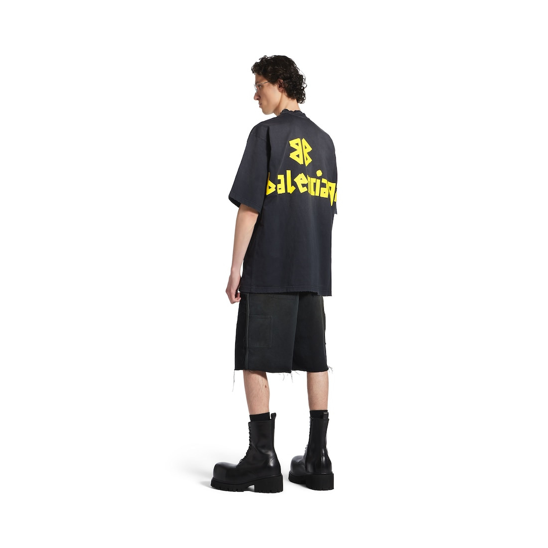 Tape Type T-shirt Medium Fit in Black Faded - 3