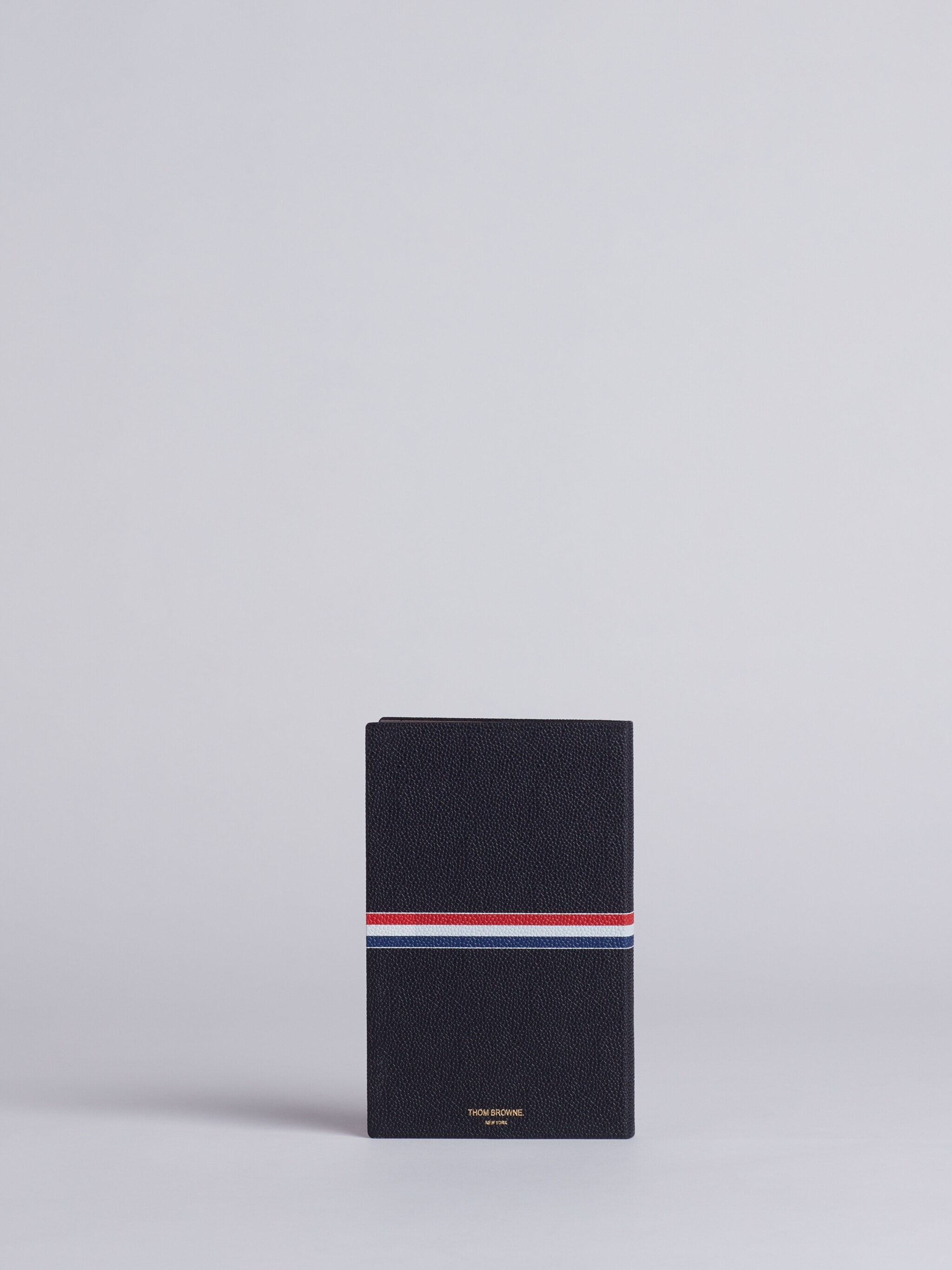 Large Notebook With Red, White And Blue Grosgrain In Black Pebble Grain - 3