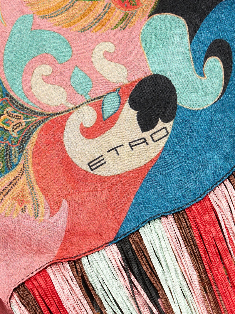 SILK JACQUARD SCARF WITH FRINGING AND FLORAL PAISLEY MOTIF 3