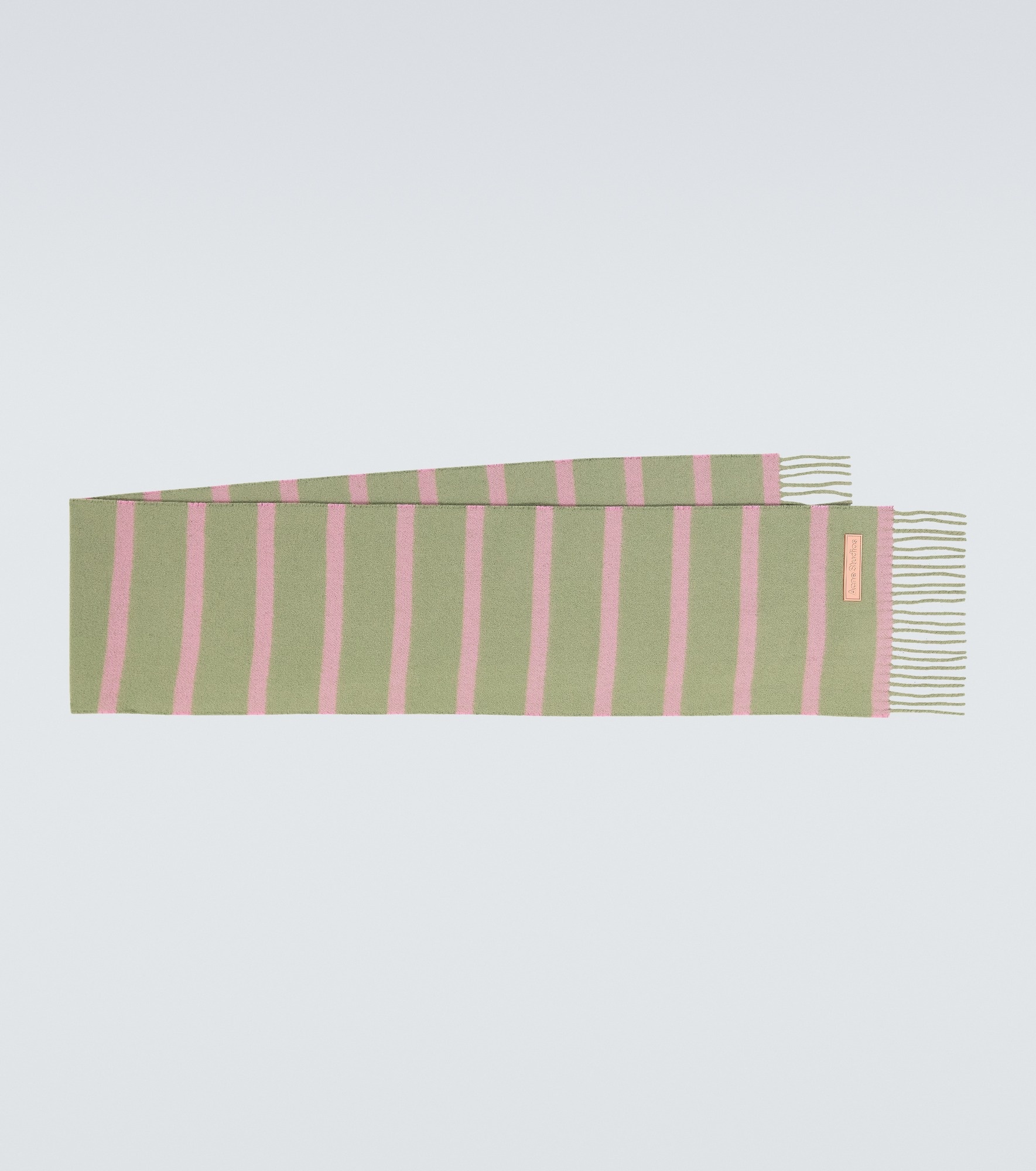 Striped fringed-edge wool scarf - 1