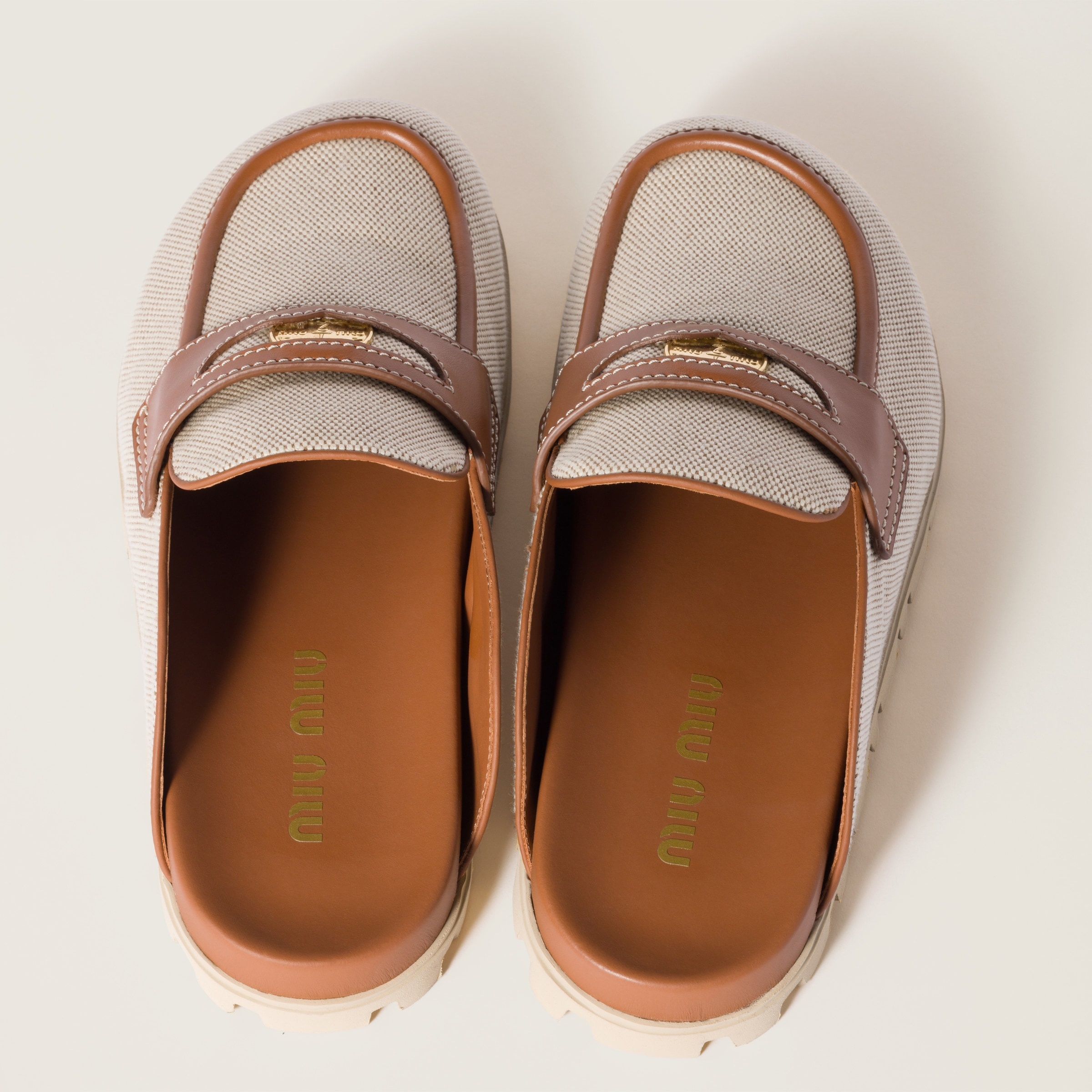 Canvas and leather mules - 3