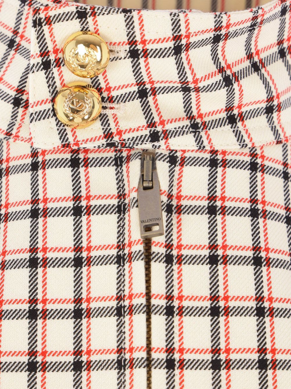 checked zip-up single-breasted coat - 3