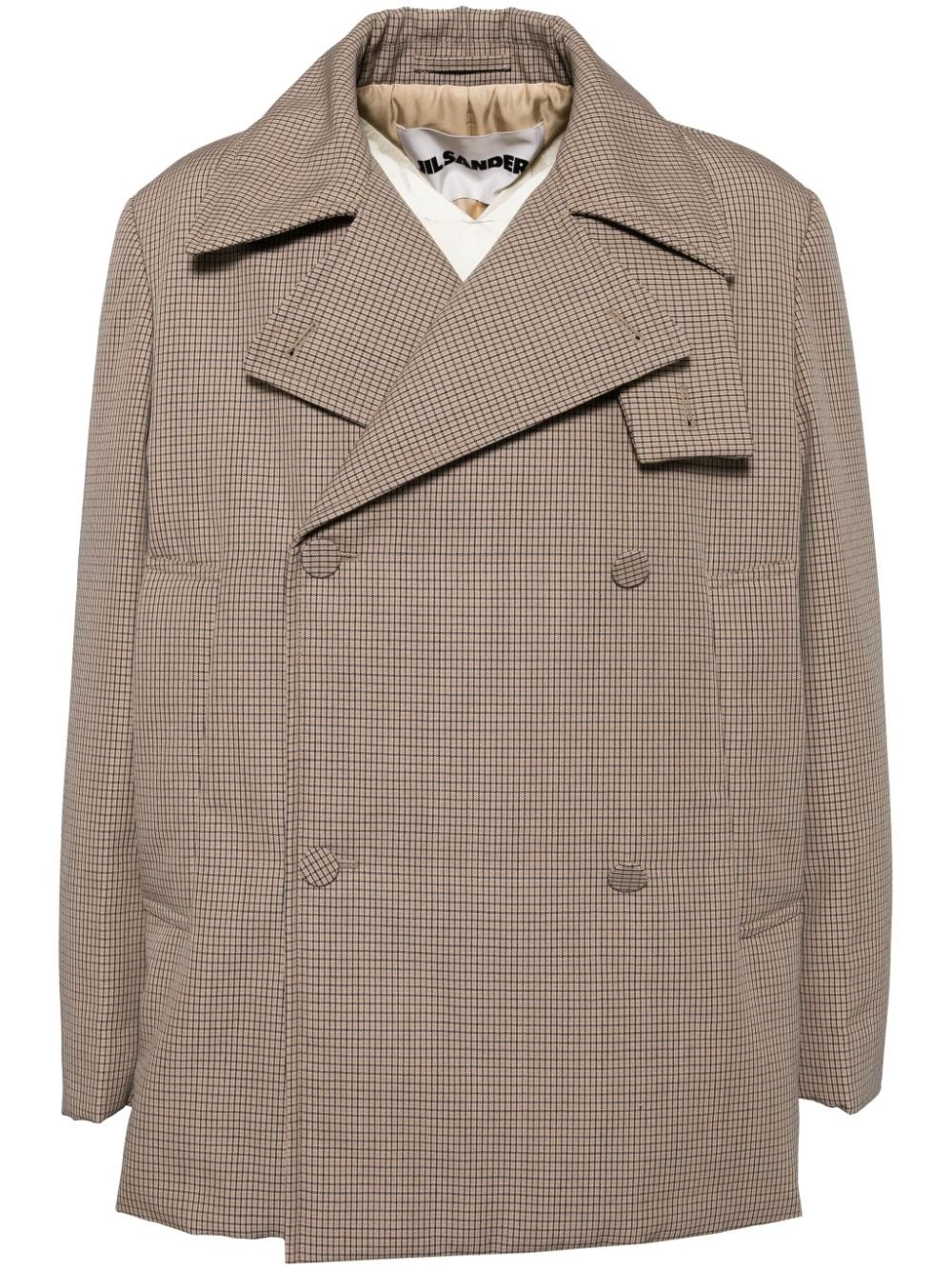 checked wool blazer - 1